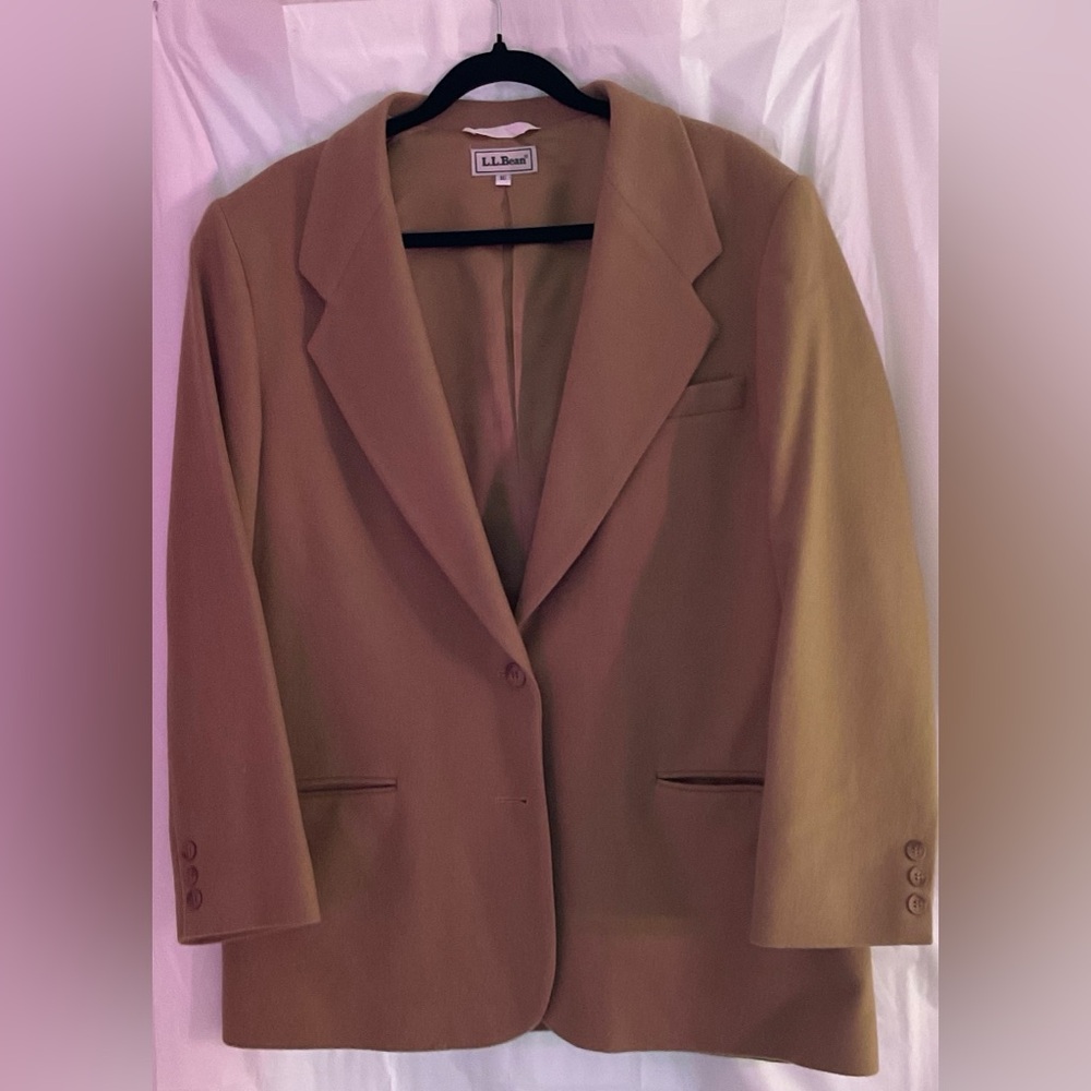 L.L. Bean Woman’s Classic Cashmere Wool Brown Blazer Sz 16 New